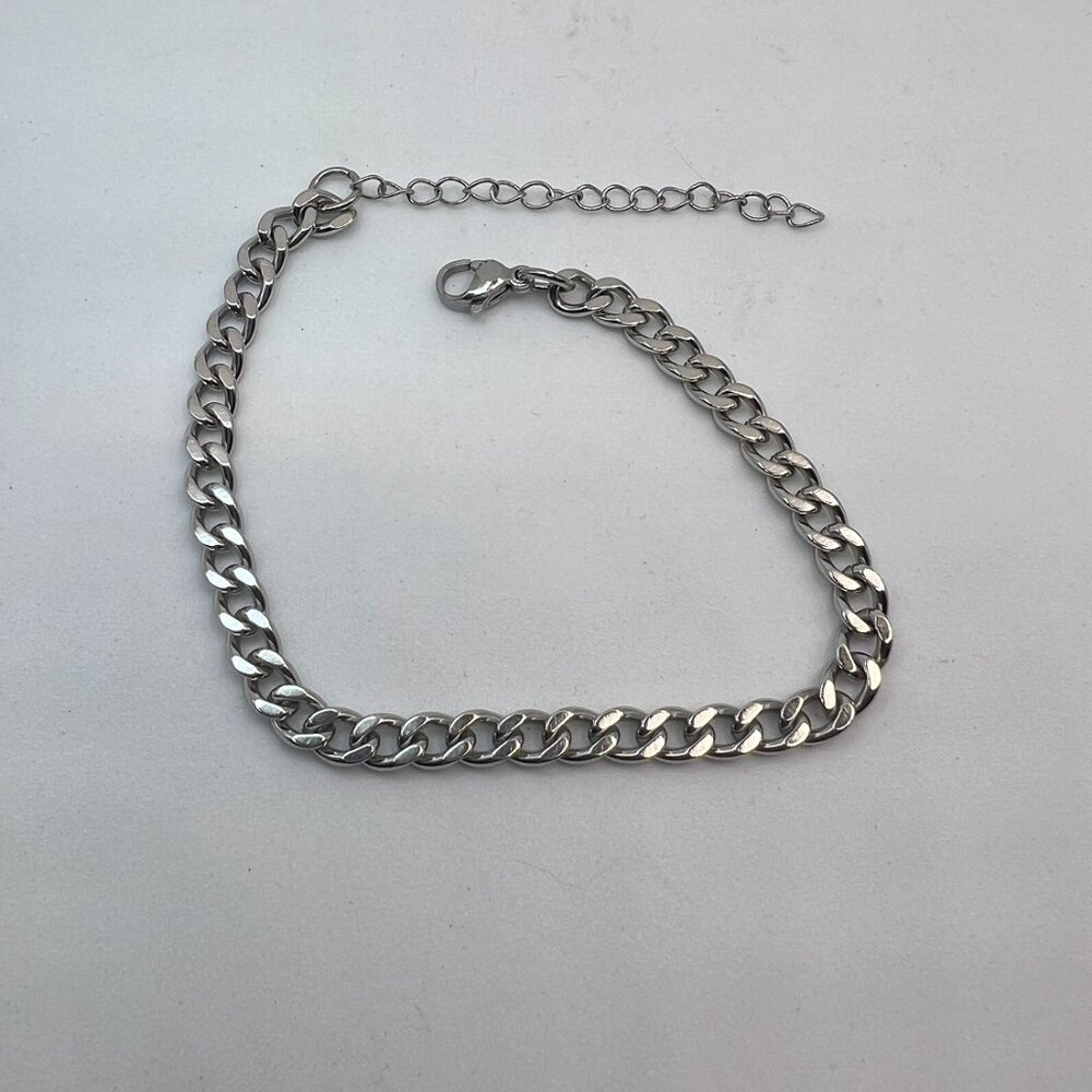 Cuban Silver Chain Stainless Steel Bracelet